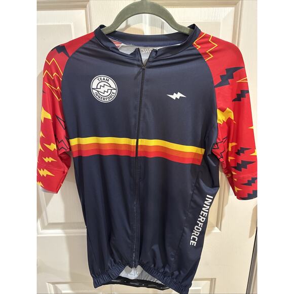 Innerforce Other - Team Innerforce Cycling Jersey Sz XL Navy - Orange/Yellow/Red - Lightning Bolts